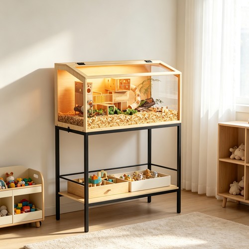 Large wooden hamster cage with - wooden,