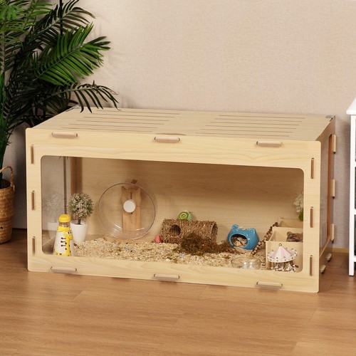 Wooden hamster cage with - hamster,
