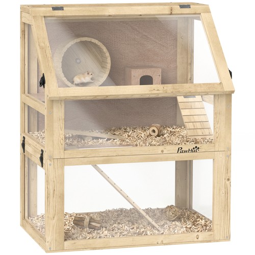 Pawhut wooden hamster cage - hamster, w/