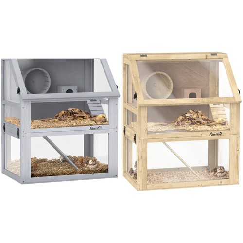 Pawhut tier wooden hamster - pawhut, 3