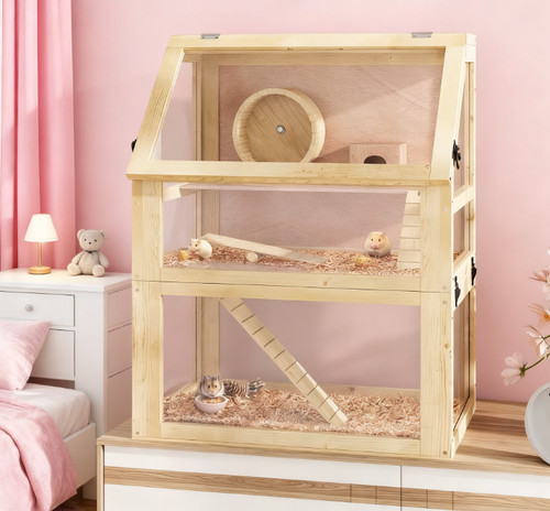 Tier wooden hamster - 3, cage