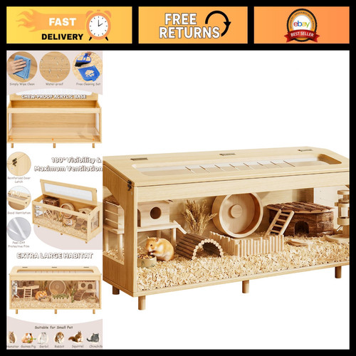 Spacious wooden hamster cage - wooden,