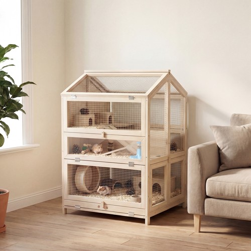Pawhut wooden hamster cage - hamster,