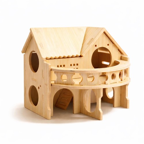 Large wooden hamster house - wooden,
