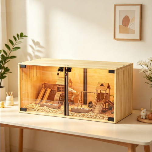 Wooden hamster cage deluxe - wooden,